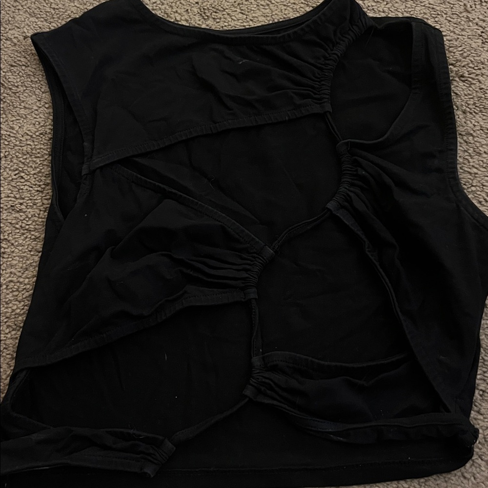 Stylish Black Ruched Top with cut outs